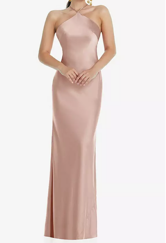 Dessy Style: LB041 Fabric: Lux Charmeuse, Color: Toasted Sugar Size: M