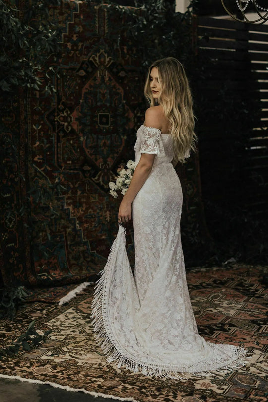 Dreamers & Lovers Callista Off The Shoulder Lace Wedding Dress