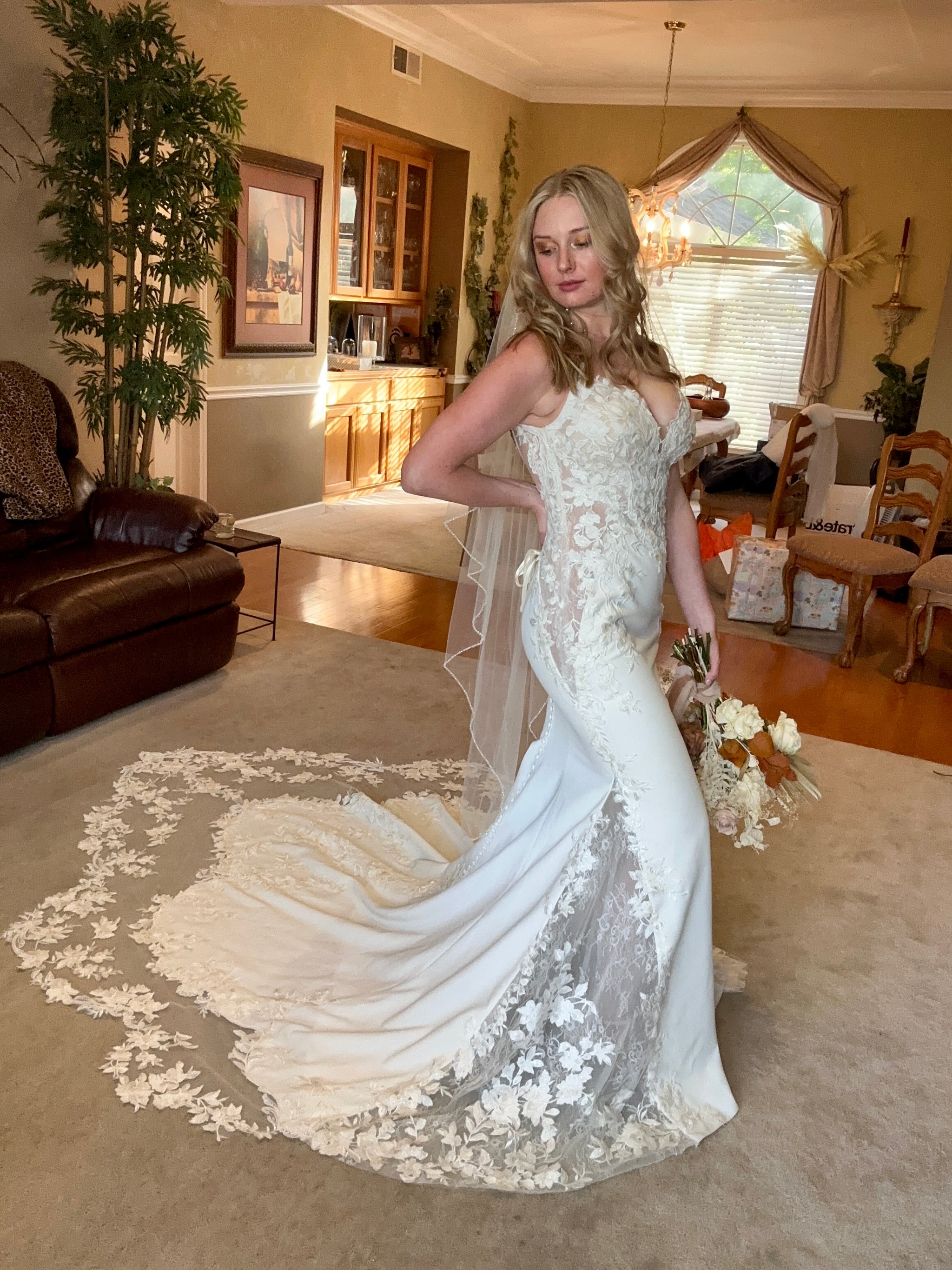 blue by enzoani wedding dress Nigella Enzoani with Beaded Veil – Nearly Newlywed The Bey Edit Finished with a plunging Color:Light Gray Plus Size Bling Wedding