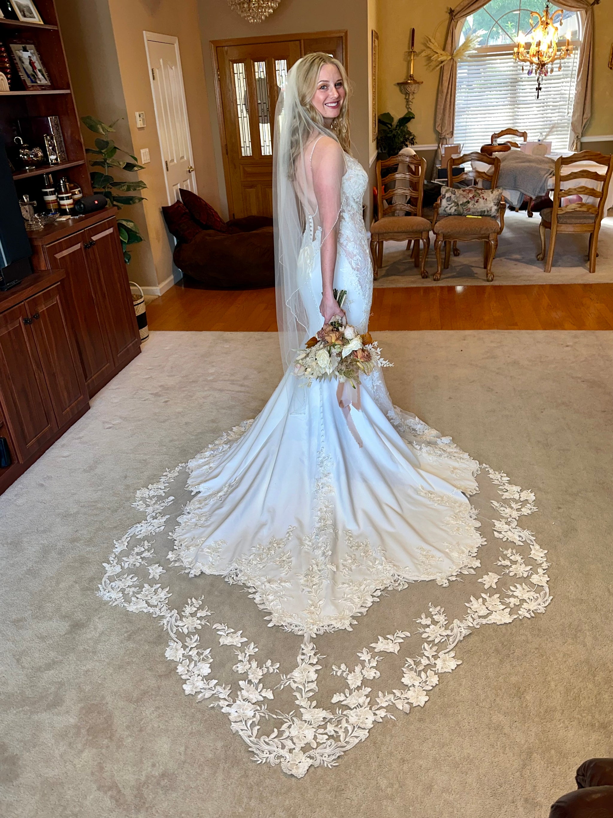 Enzoani Nigella Blue by Enzoani Wedding Dress with Beaded Veil – Nearly Newlywed