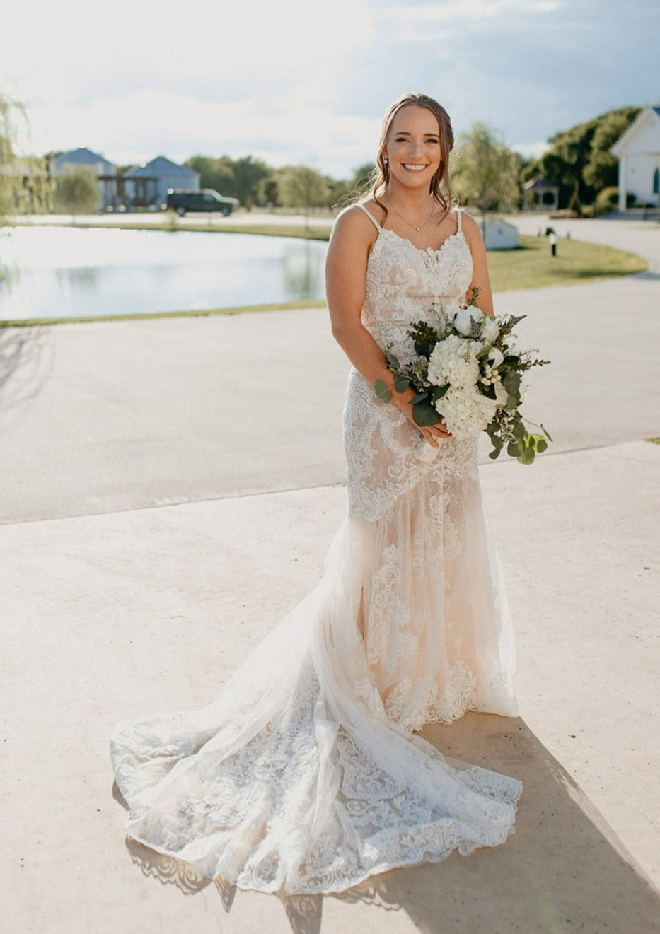 Galina ivory lace wedding dress popular