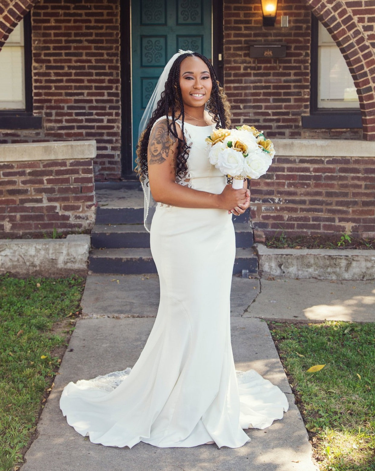 Galina Beaded illusion and crepe sheath SV771 – Nearly Newlywed