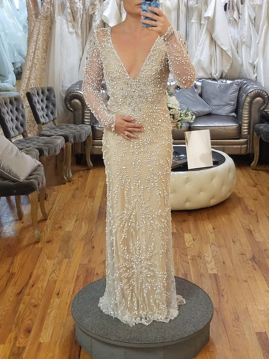 Galit Couture Custom Long-Sleeved V-Neck Sheath