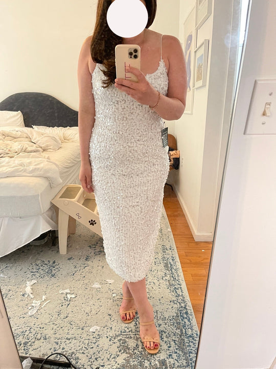 Galvan London Mykonos Sequined Metallic Tulle Midi Dress