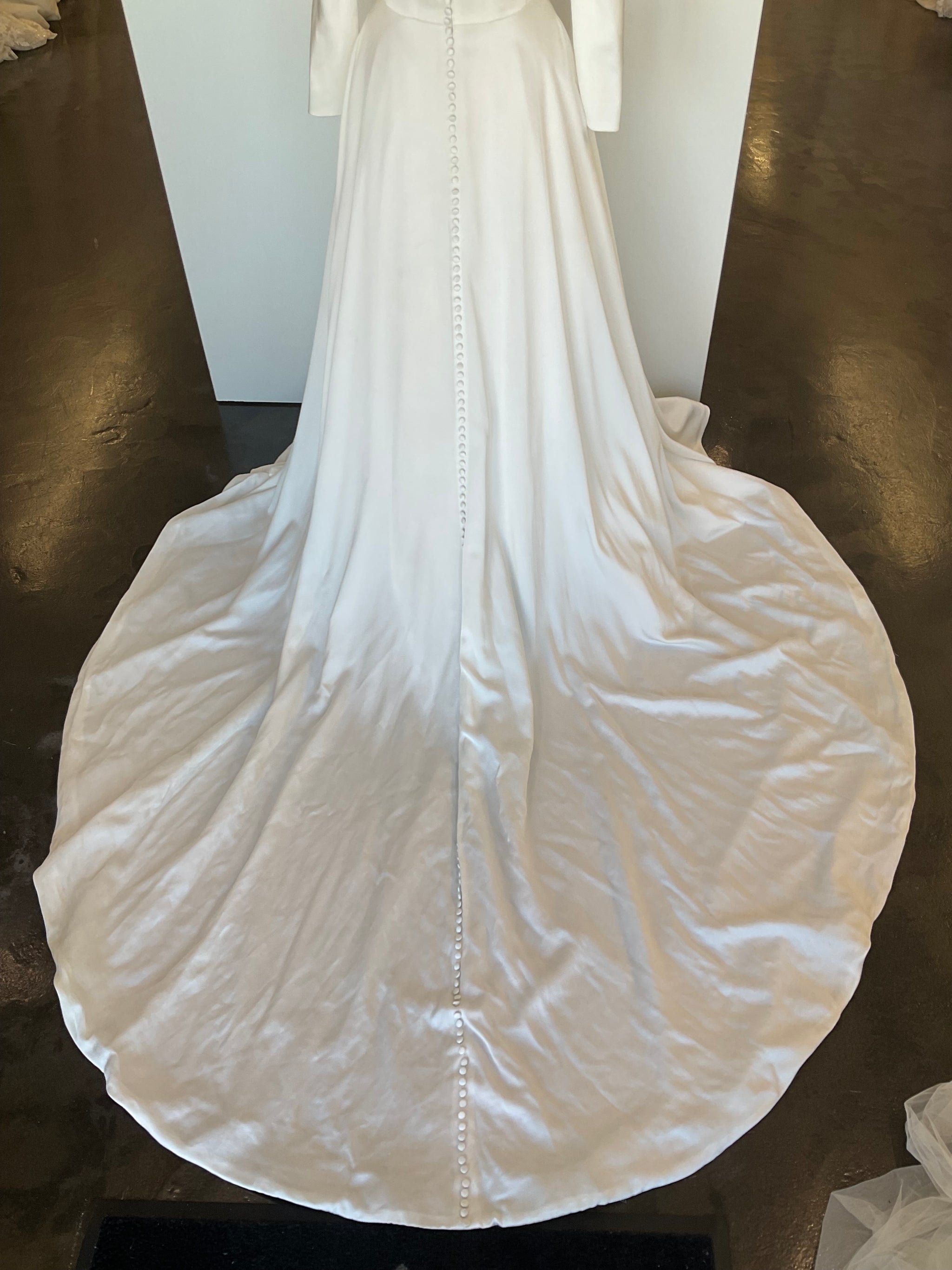 cowl neck long sleeve wedding dress Long Mermaid Cowl Neck Satin Wedding Dresses with Spaghetti Straps main image 0