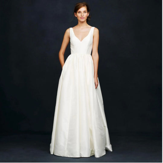 J. Crew Karlie Dupioni Silk Wedding Ball Gown, Ivory, Size 0