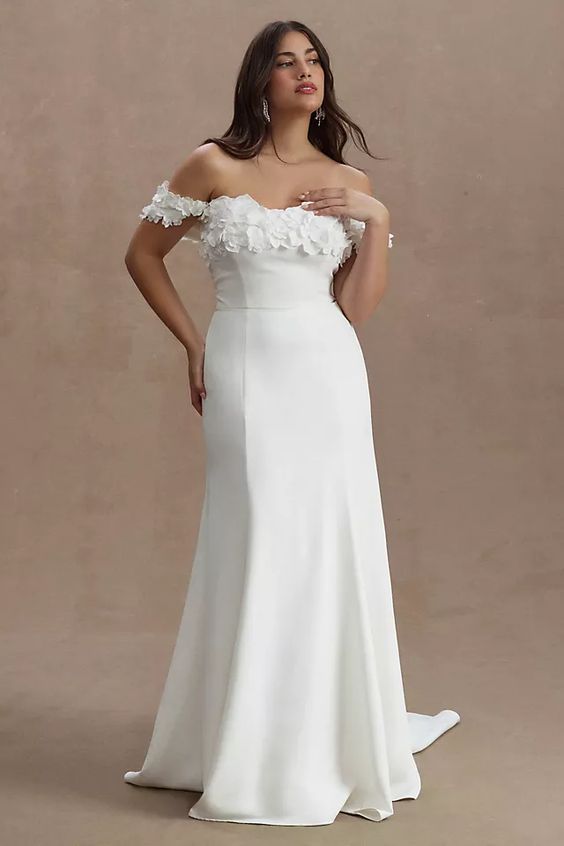 beach ivory wedding dresses White/Ivory V Neck Lace Tulle Bridal Dress Aline Beach Wedding Dress main image 1