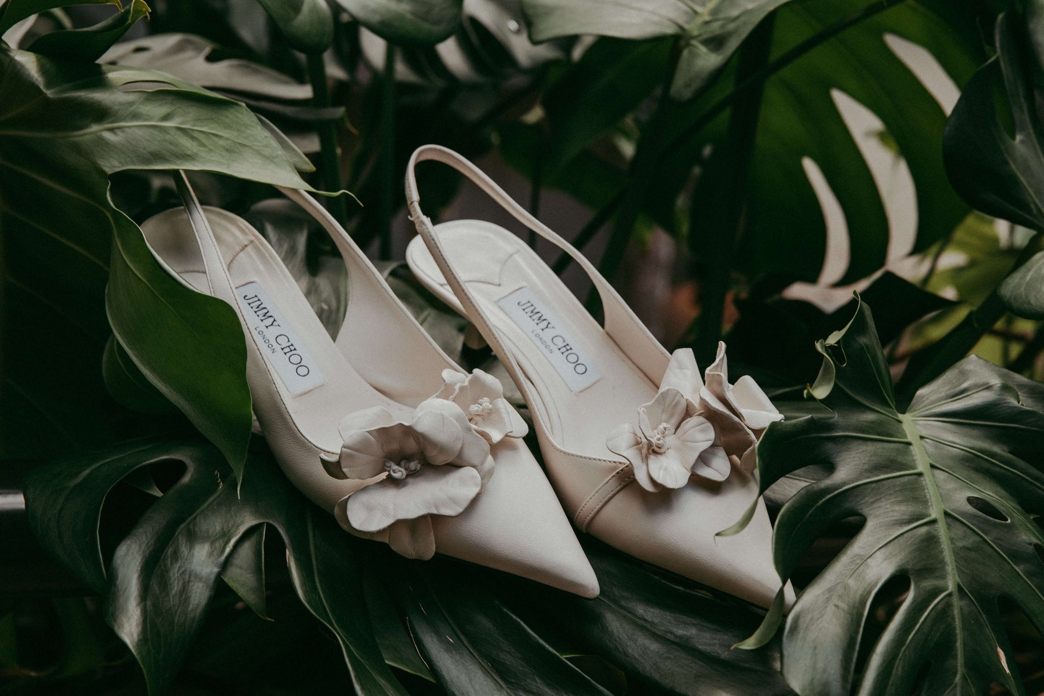 Jimmy Choo Amita Leather Flowers Slingback Pumps – Nearly