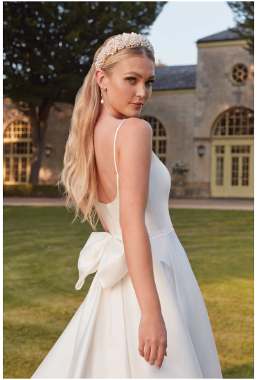 Justin Alexander 4332 Square Neck Mikado A-Line Bridal Gown with Bow