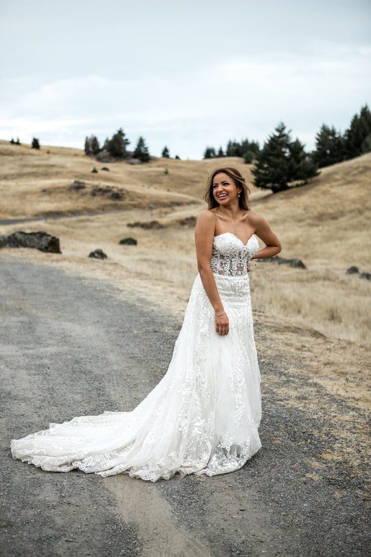 La Sposa Strapless Sweetheart Lace Wedding Dress