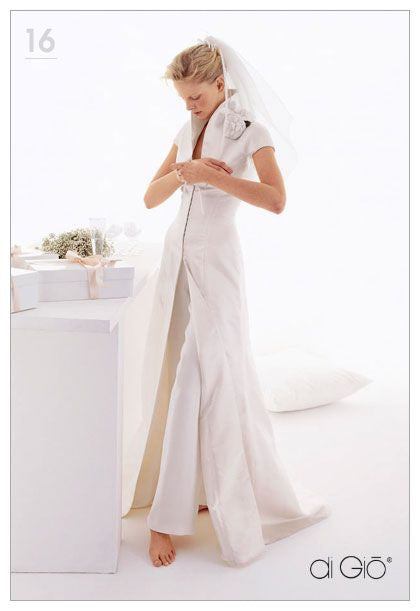 Le Spose Di Gio Long Silk Jacket and Crepe Pant Suit