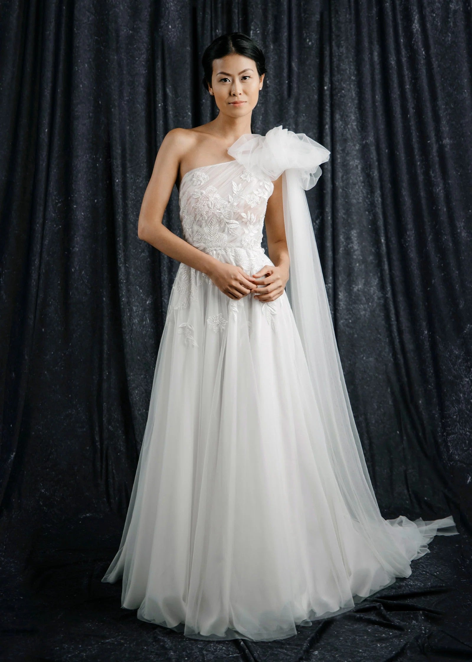 lotus threads beaded dress Off-Shoulder Beaded Fit-and-Flare Wedding Gown – Lotus Threads Bridal main image 0