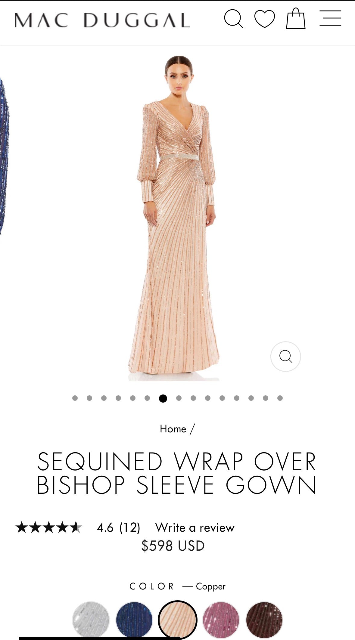 【Mac Duggal】Sequined Wrap Over 3/4 Sleeve Gown 関税送料込 Mac Duggal Sequined Wrap Over 3/4 Sleeve Gown In Slate Blue