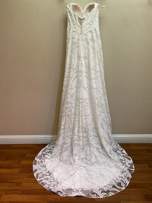 sydney sweeney silver dress Sparkly 3D Floral A-Line Wedding Dress