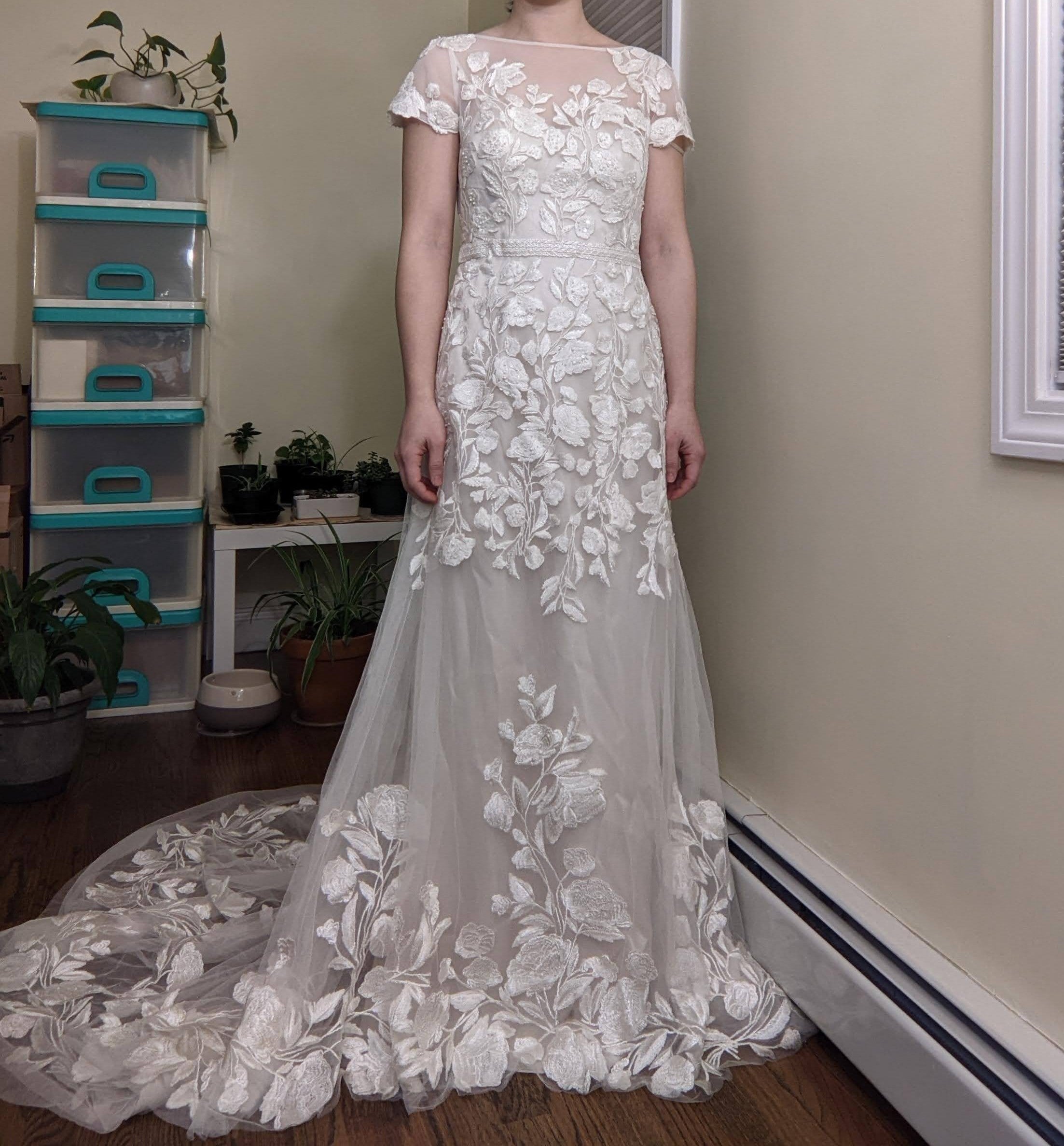 Melissa Sweet Floral Illusion Cap Sleeve Wedding Dress MS251199