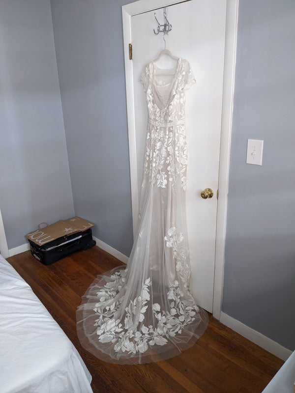 Melissa Sweet Floral Illusion Cap Sleeve Wedding Dress MS251199