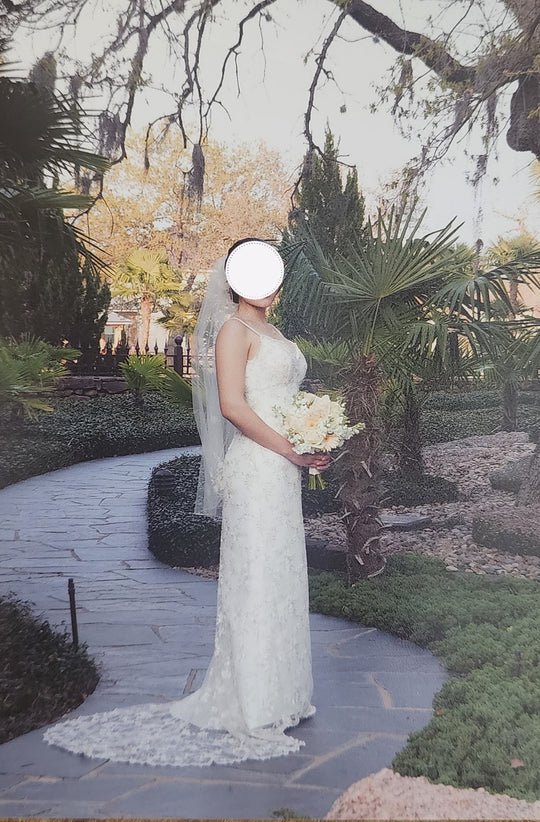 Oleg Cassini beaded lace embroidered sheath 265394826664