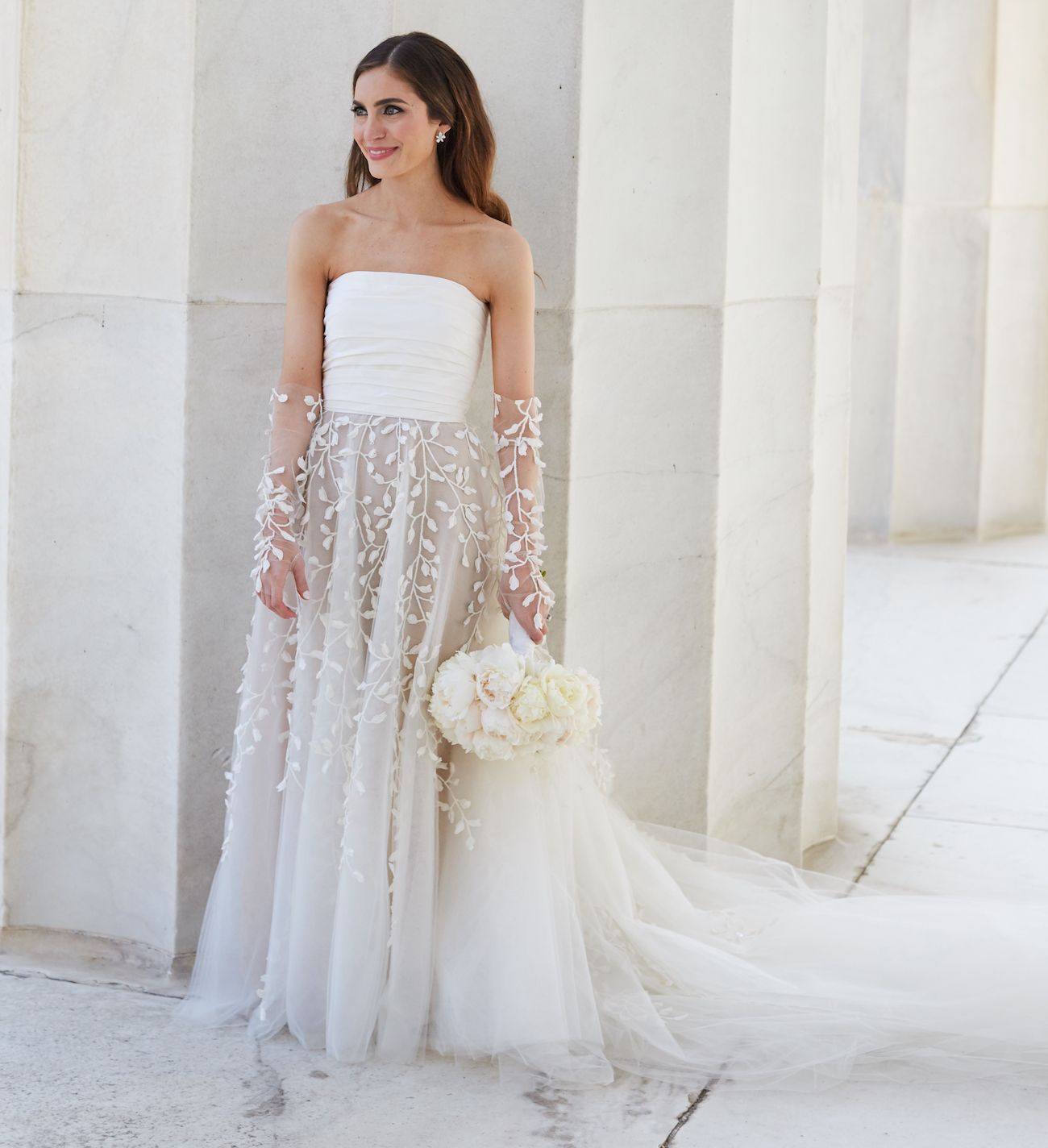 Oscar de la Renta Wisteria Embroidered Tulle and Taffeta Gown