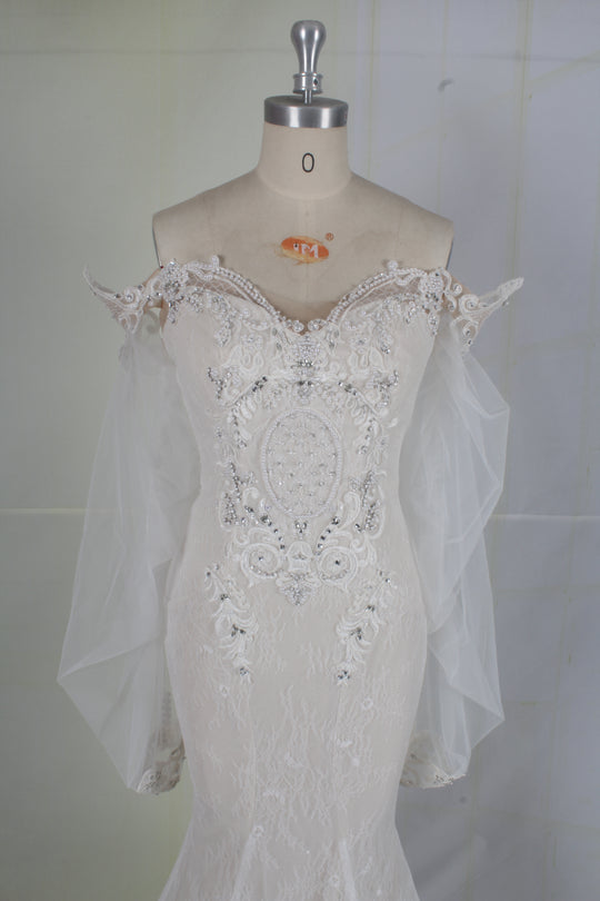 Other Darius Cordell - long bishop sleeve lace wedding gown
