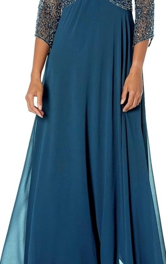 j kara beaded chiffon dress NWT J Kara Beaded Cap Sleeve Formal Chiffon