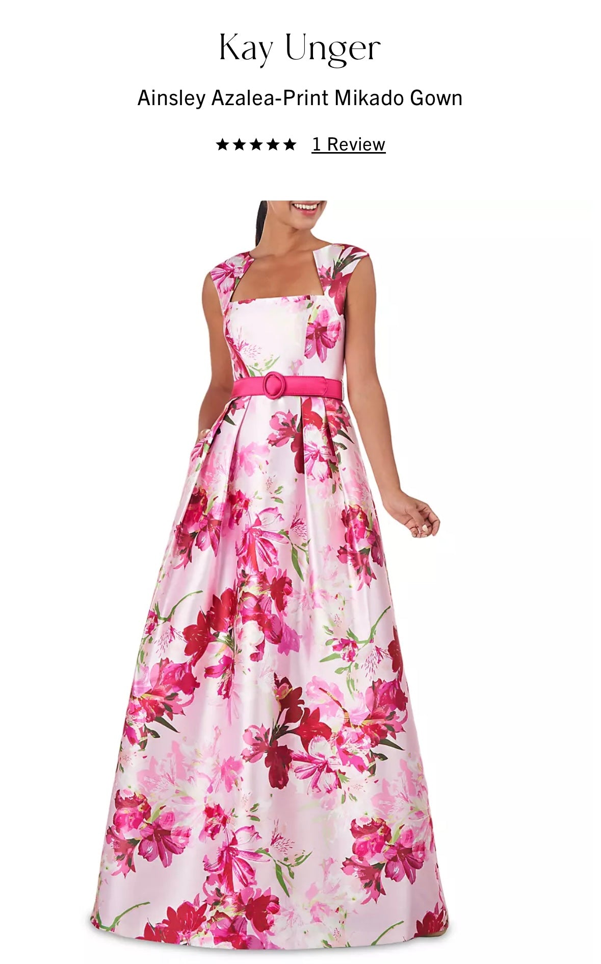 Kay Unger ケイアンガー 花柄ドレス Kay Unger Floral Print Mikado V-Neck Sleeveless Side Pocket