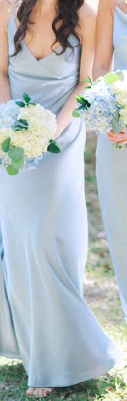 Show Me Your MuMu Anderson Maxi Dress Steel Blue Luxe Satin XXS