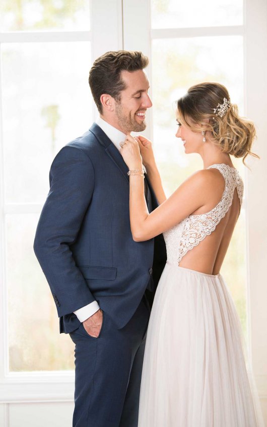 stella york champagne wedding dress Sparkling Glitter Tulle Fit-and-Flare Wedding Dress with Detachable  Overskirt