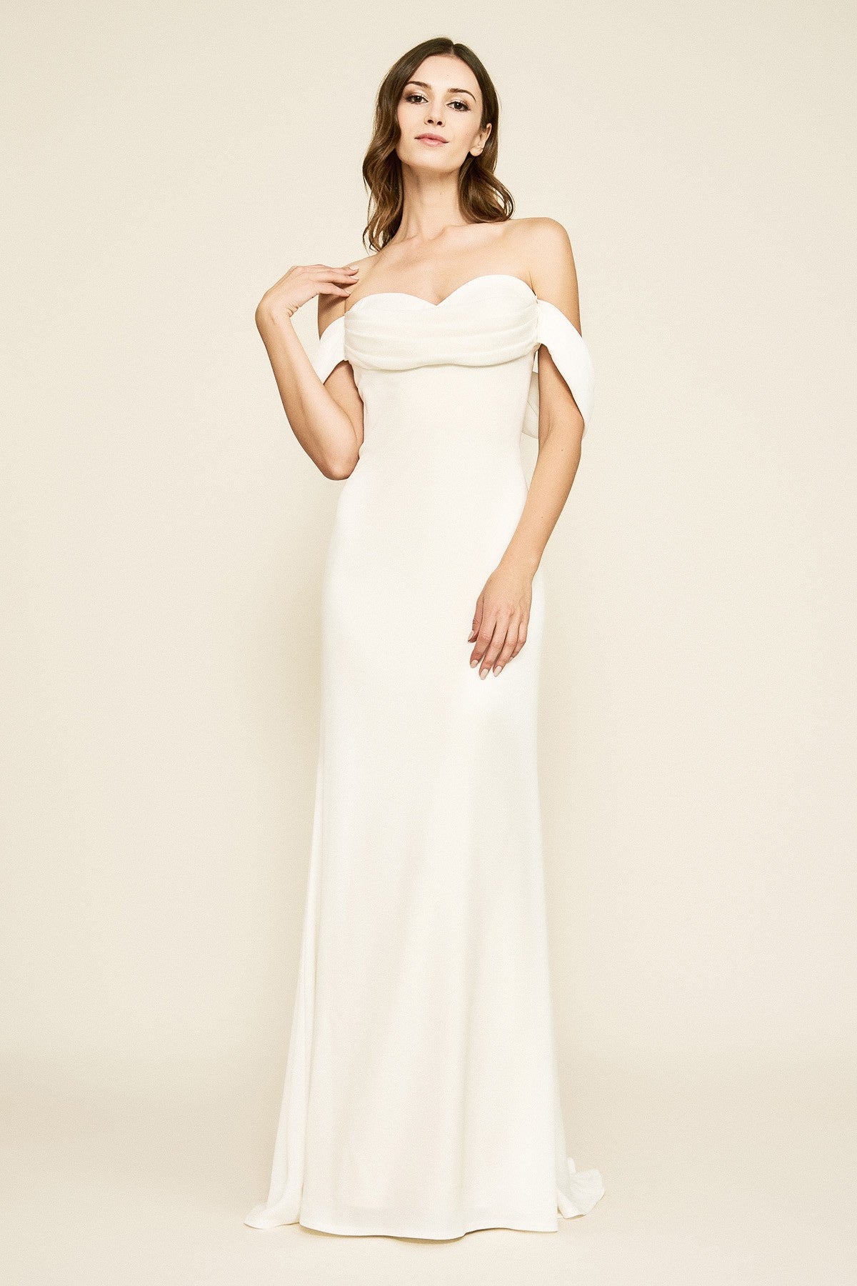 tadashi shoji a line dress Benulo Pleated Embroidered Waist Gown