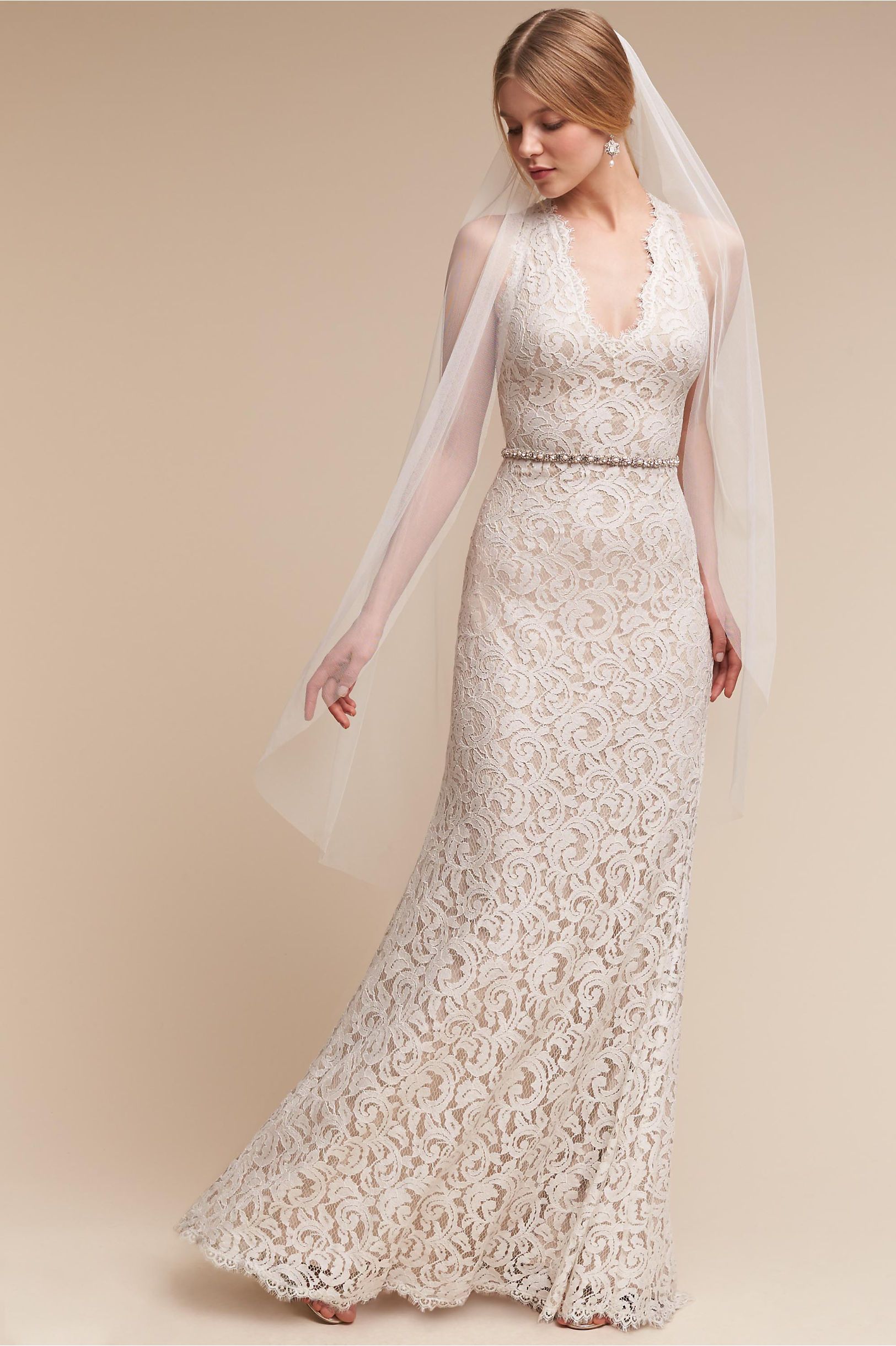 simple lace off the shoulder wedding dress Nathalia