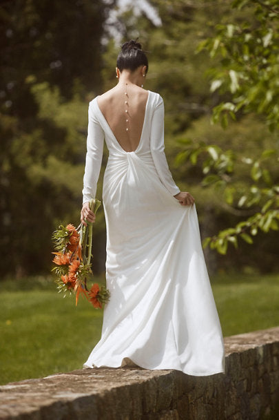 tadashi shoji long sleeve wedding dress Tadashi Shoji Women's Kleiman Cascading Drape Gown