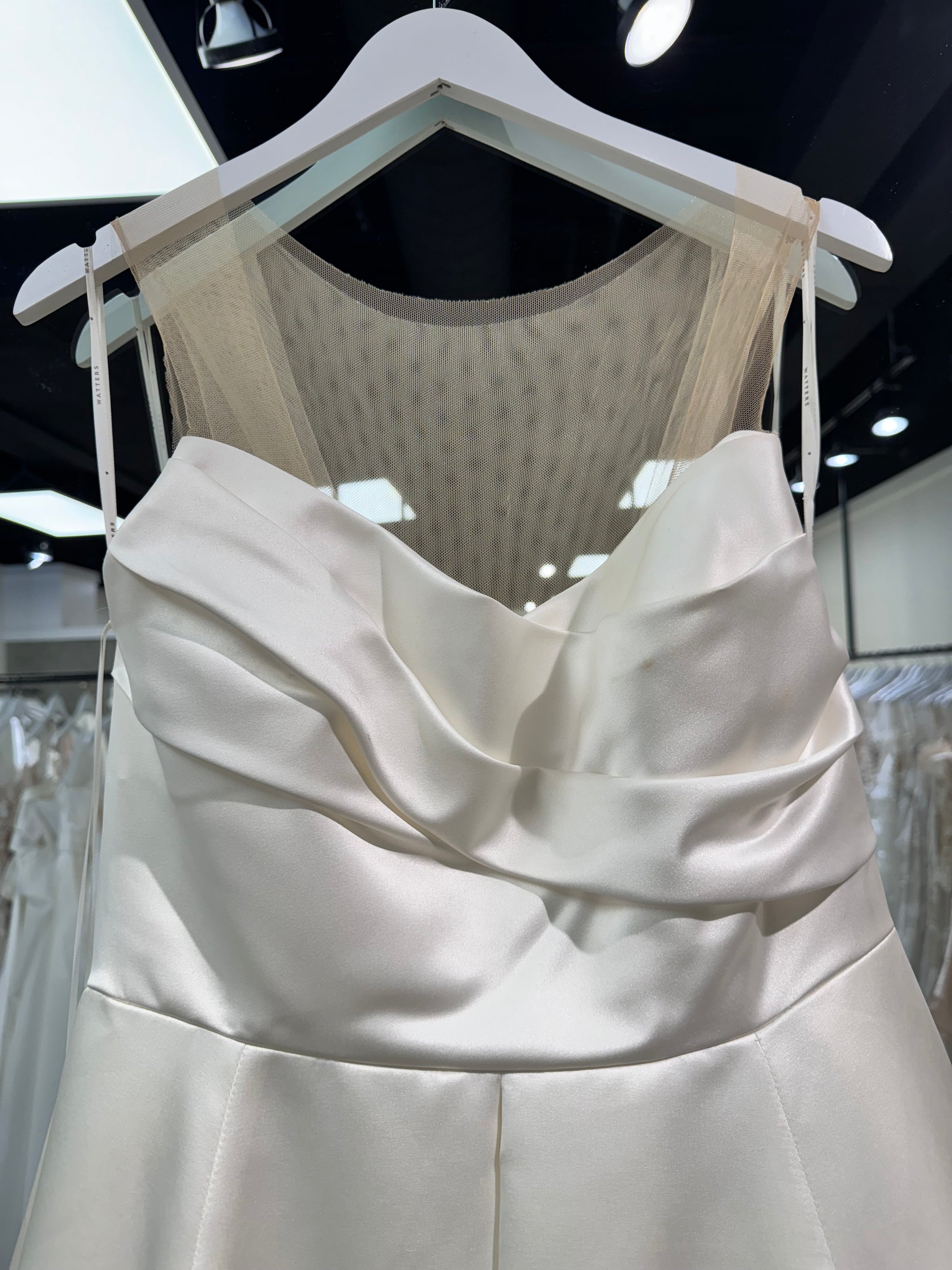monsoon grace bardot midi wedding dress Watters 65403B Graziosa – Nearly Newlywed