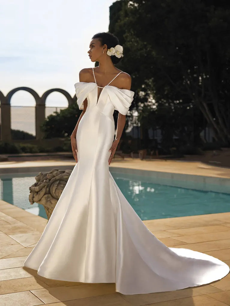 Marie Chester Aire Barcelona Mermaid Satin Wedding Dresses Elmiansly  Mermaid White Satin Wedding Dress Floor Length