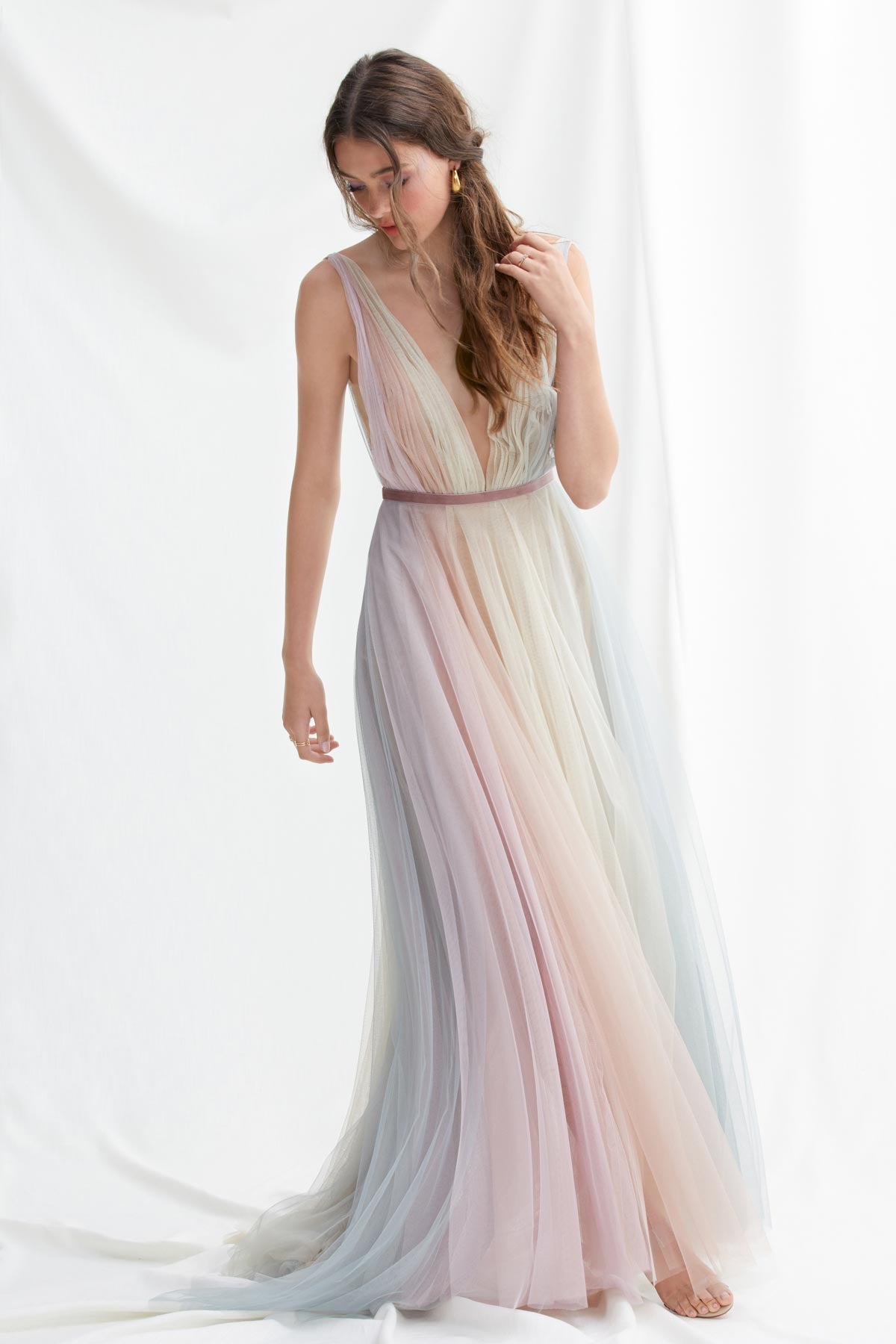 hutton rainbow tulle a line wedding dress WILLOWBY Size:UK14 ASOS Golden Yellow Velvet Customizable to make your 3D Floral