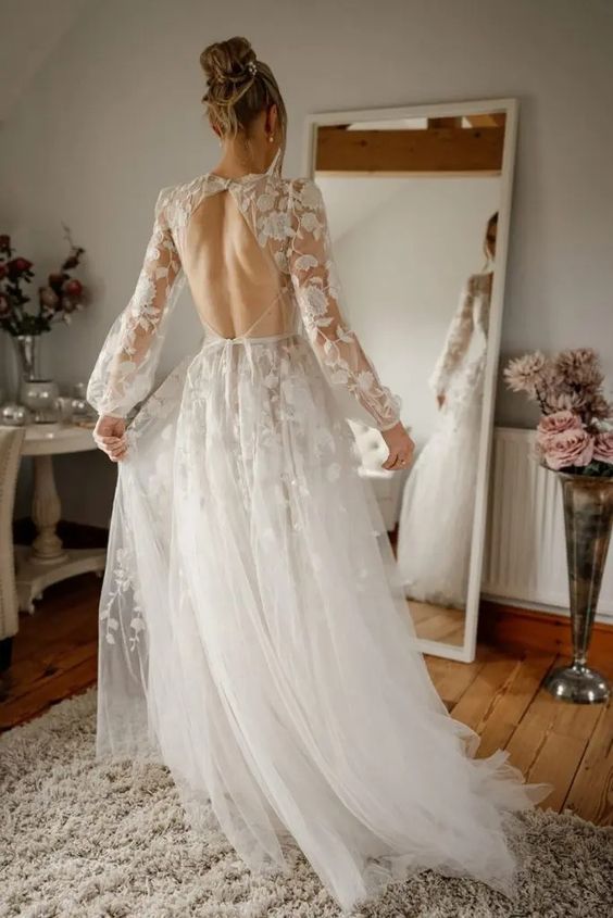 women's ivory wedding dresses BABARONI Off-the-shoulder A-line Wedding Dress With Slit Ivory/Champagne, Ivory/Champagne / US0 main image 0