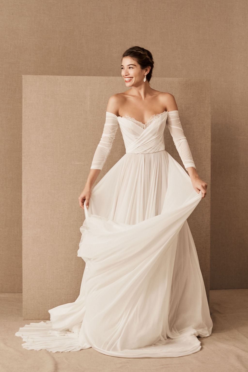 bhldn dress BHLDN Ella Waisted Scarf Lace Satin Slip Dress
