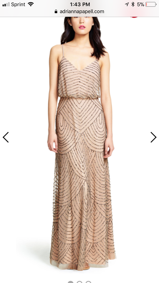 Adrianna Papell Art Deco Beaded Blouson Gown 6petite