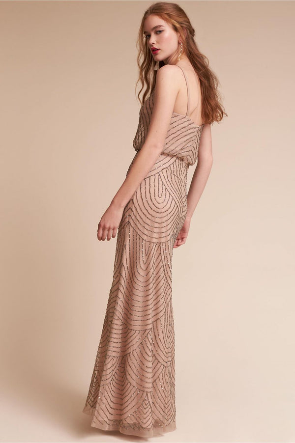 Adrianna Papell Art Deco Beaded Blouson Gown – Nearly Newlywed