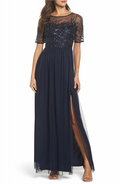 Adrianna Papell Women's Beaded Illusion-Neck Gown | CoolSprings Galleria