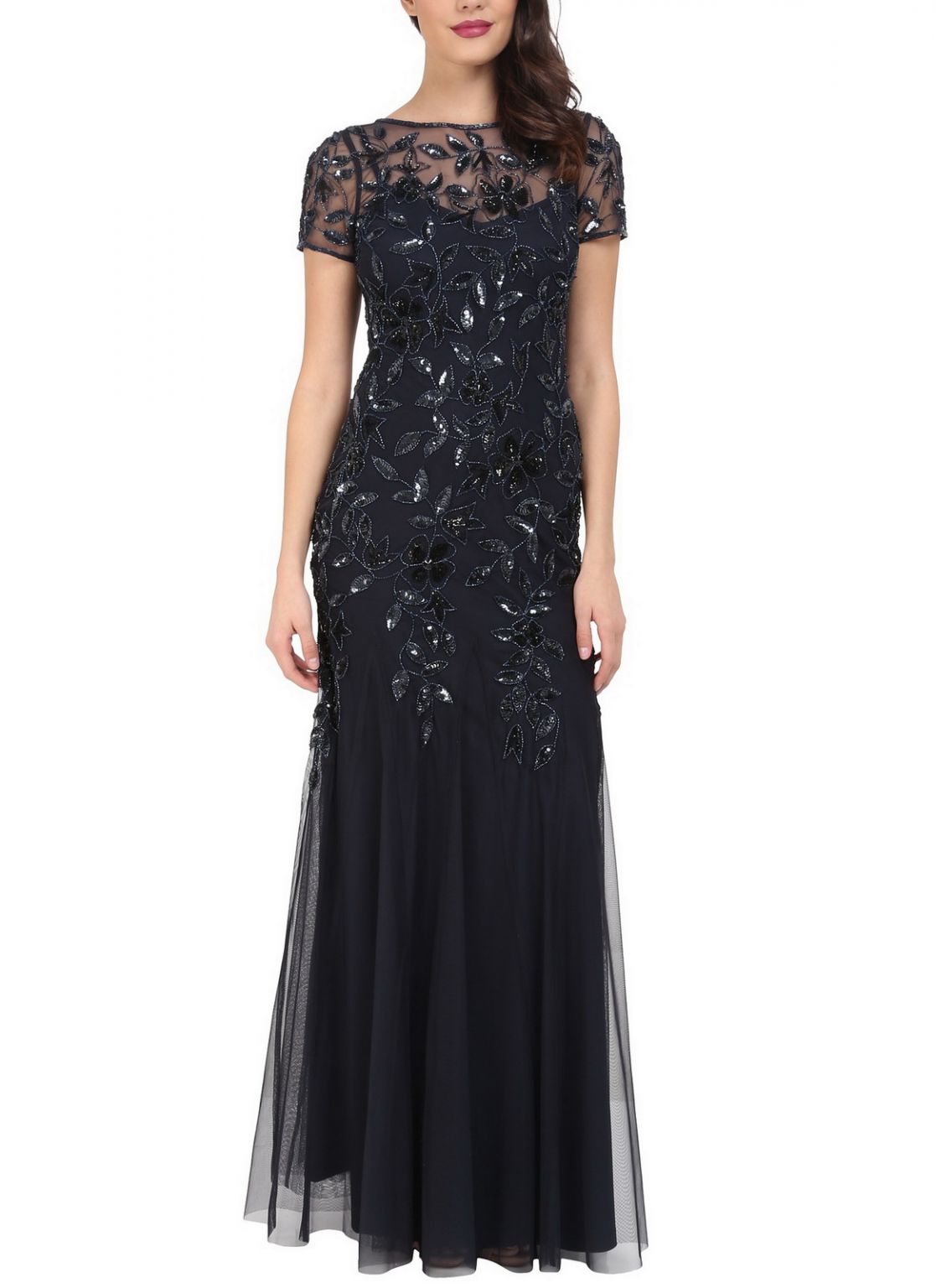 Wedding Dress Adrianna Papell Petite Floral Beaded Gown