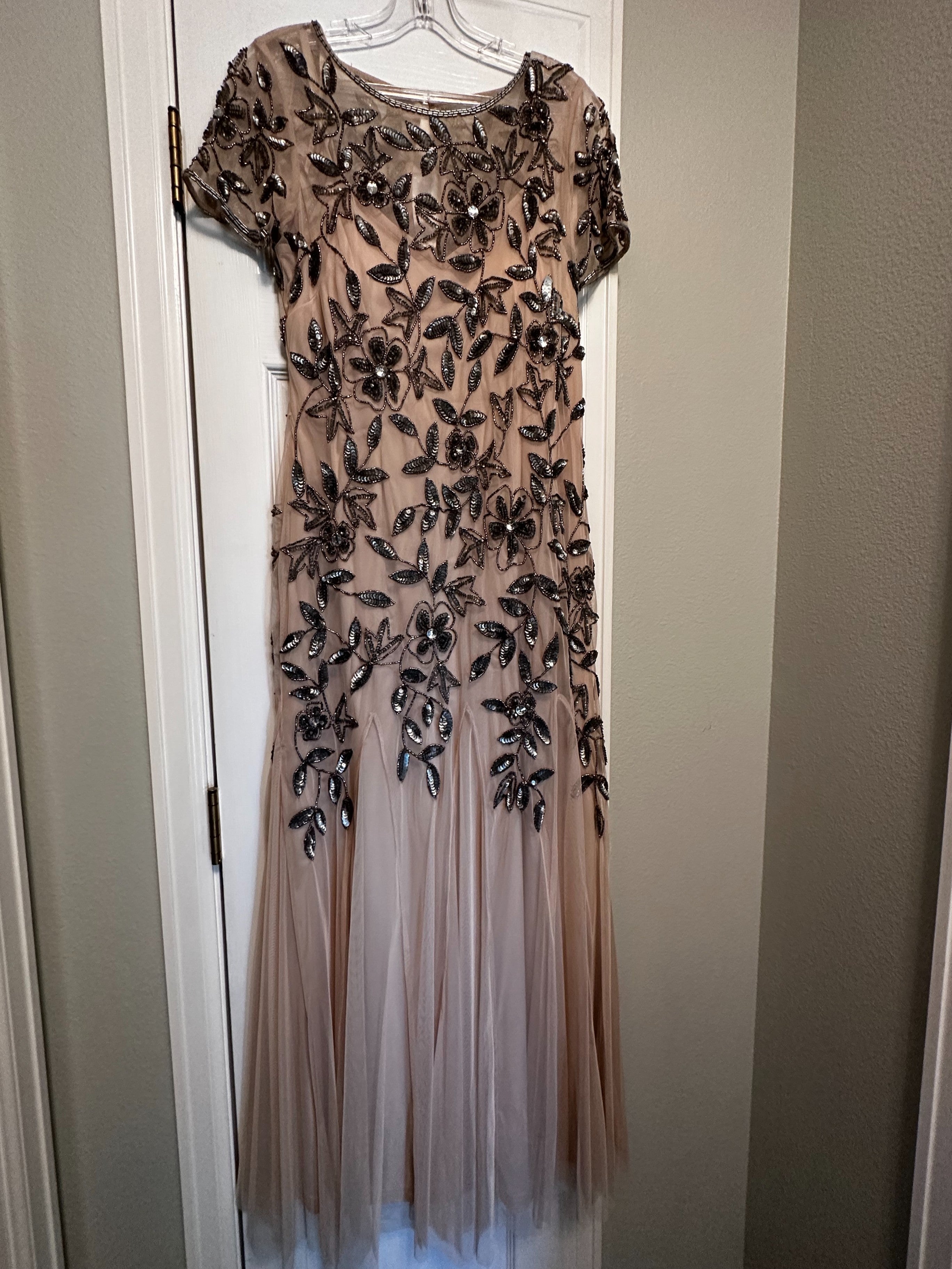 Adrianna papell floral beaded best sale godet gown