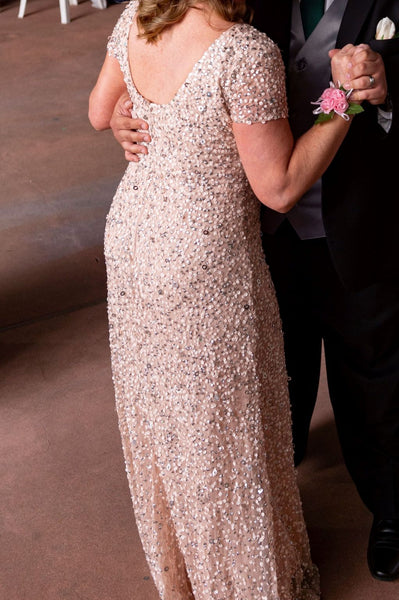 Adrianna Papell Scoop back sequin gown PreOwnedWeddingDresses