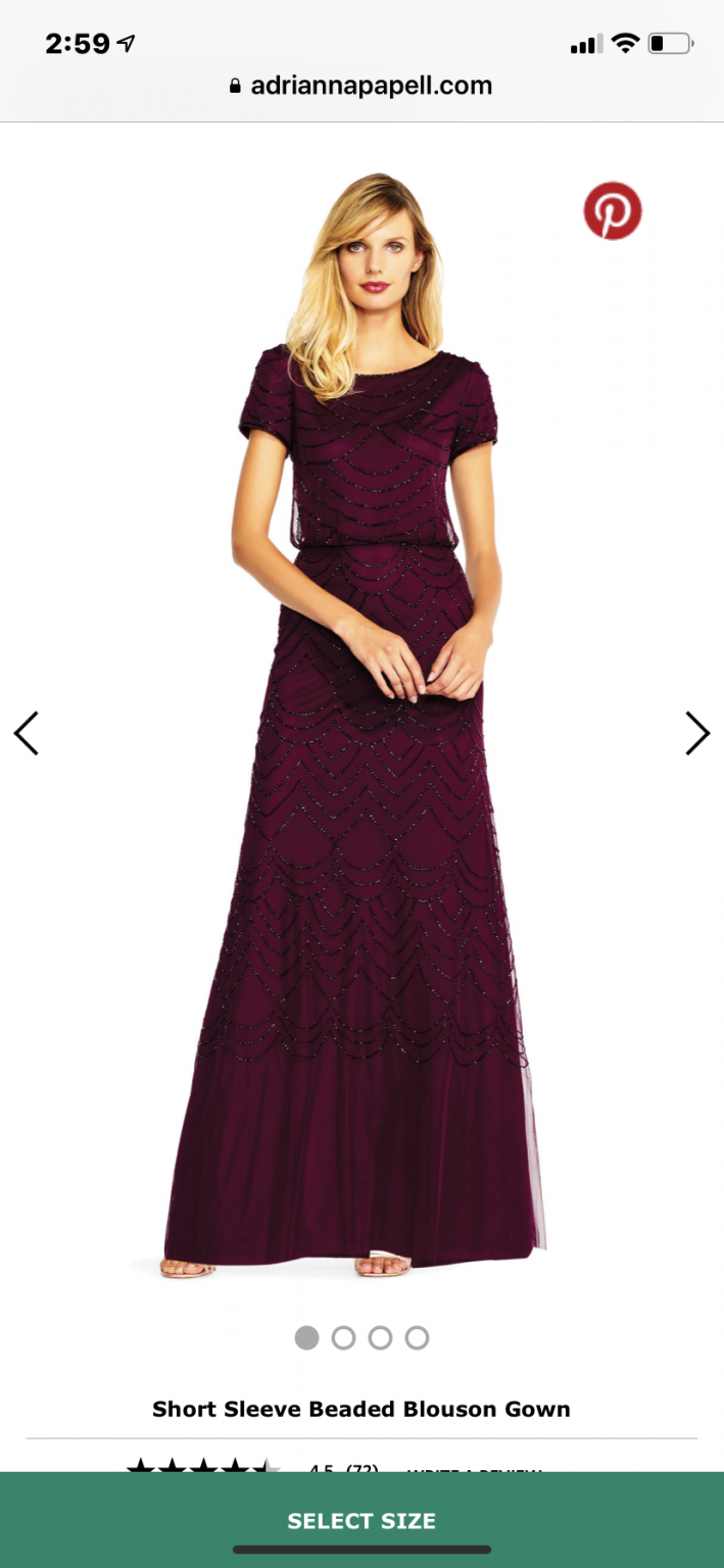 Adrianna papell short 2025 sleeve beaded blouson gown