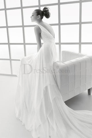 After Six Desirable Chiffon Wedding Dress w/ Tempting V-neck