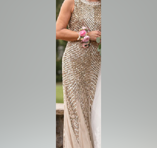 Aidan Mattox Sequined Godet Gown PreOwnedWeddingDresses