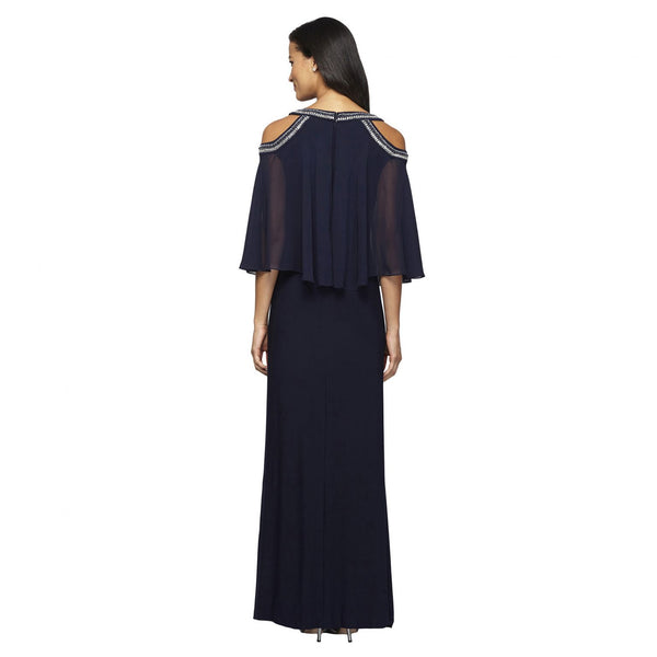 Alex Evenings Cold Shoulder Capelet Dress with Beading 1351353