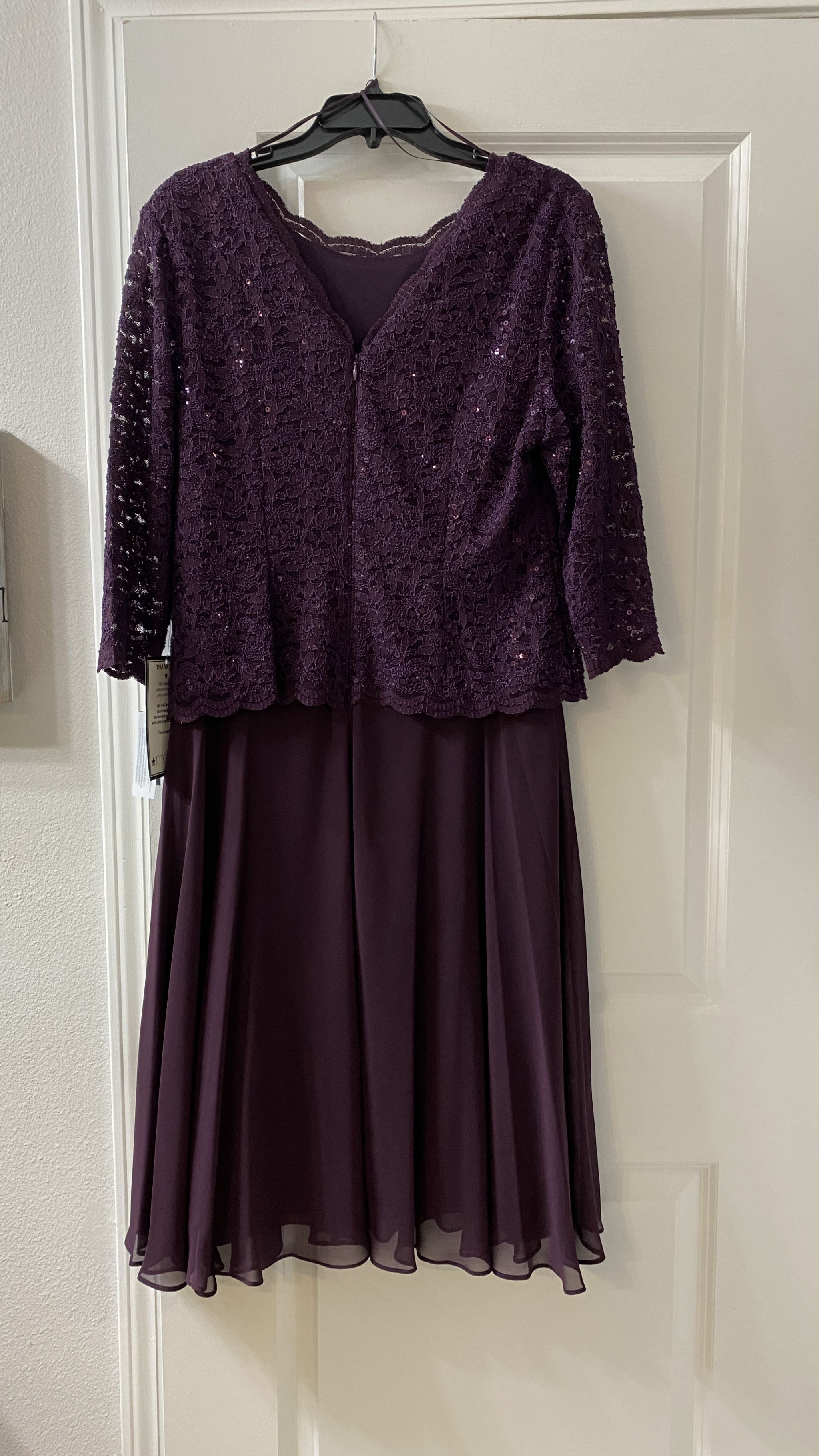 Alex Evenings Sequined Lace Contrast Dress Nearly Newlywed