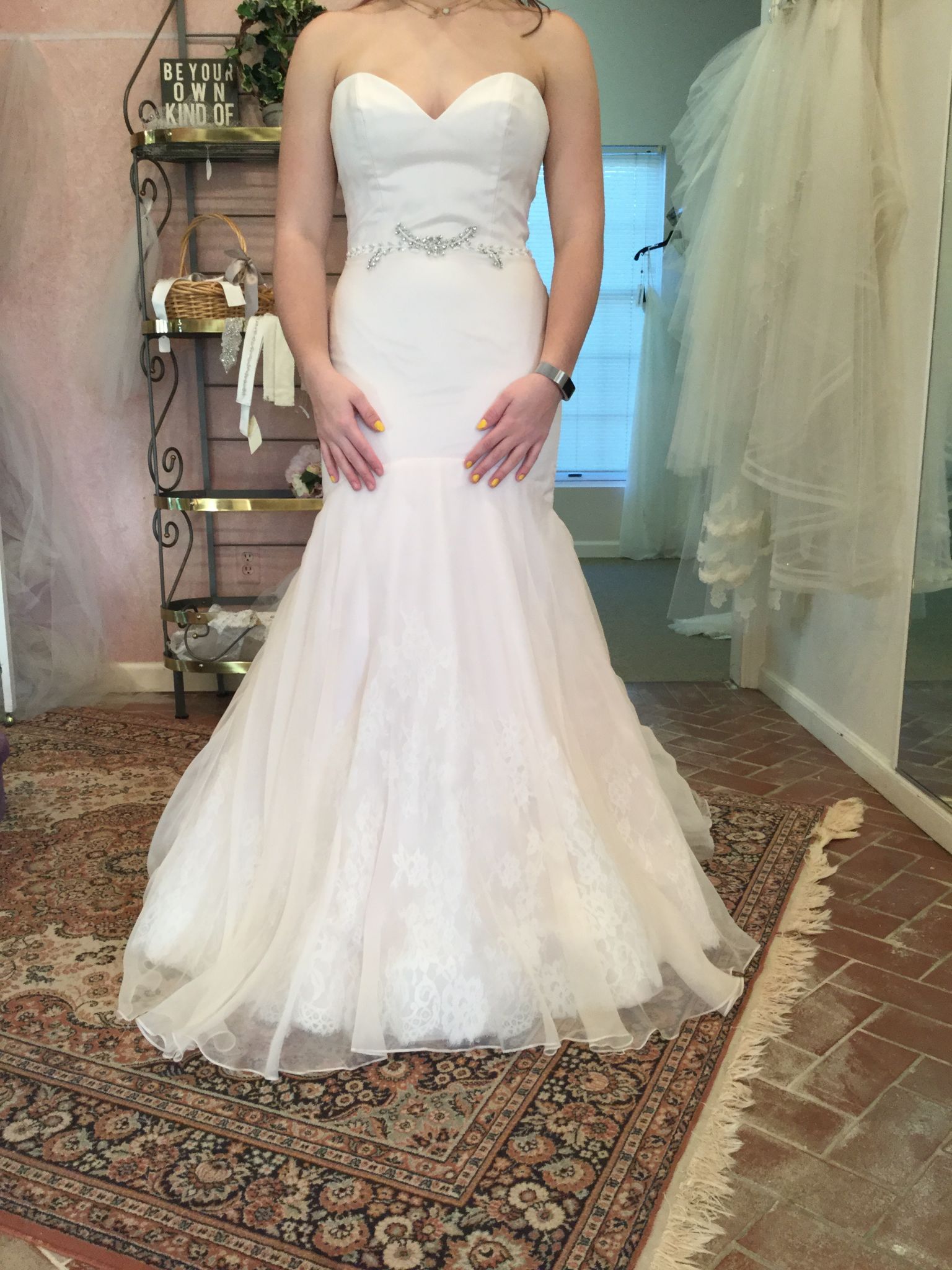 rum pink wedding dress Blush Pink A-Line Wedding Dress with V-Neckline and Tulle Layers