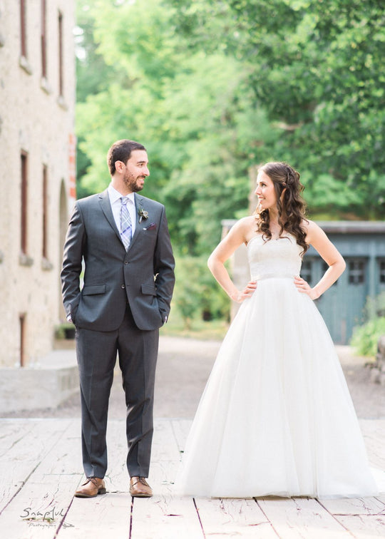 Barbra Allin  Strapless Lace A-line Romantic Wedding Dress