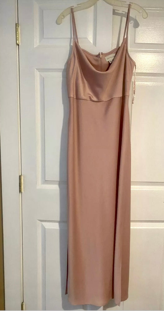 BHLDN CALI SATIN CHARMEUSE MIDI DRESS in Dusty Rose Nearly Newlywed