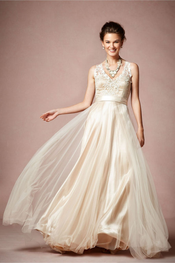 BHLDN Catherine Deane Onyx Dress in Champagne – Nearly Newlywed